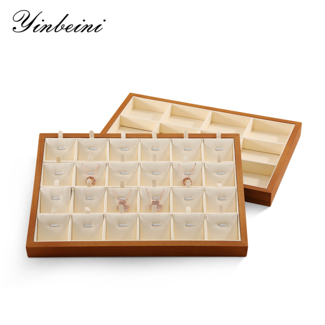 Yinbeini  wooden jewelry display tray ring tray earring tray necklace tray pendant tray display tray storage plate jeweler counter jewelry counter P025