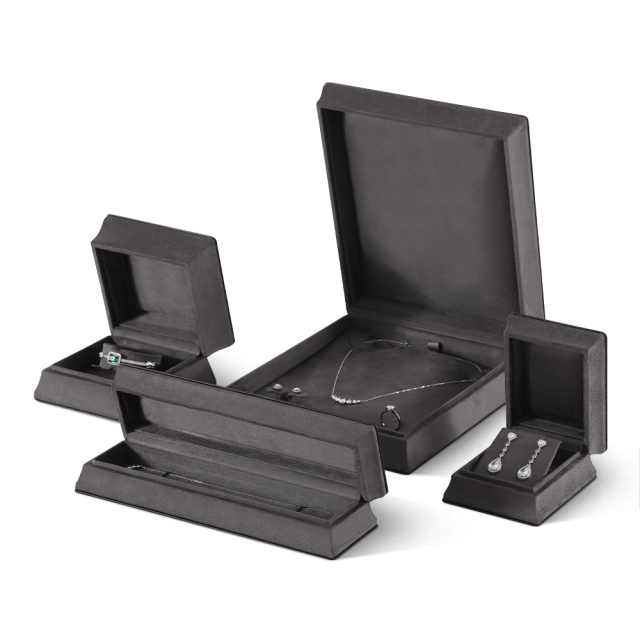 Yinbeini Velvet Slim Waist Black Jewelry Box for Jewelry Trade Shows Exhibitions and Craft Fairs H016
