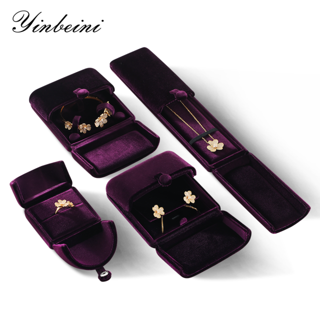 Yinbeini Purple Velvet Jewelry Display Box for Holiday and Seasonal Jewelry Perfect for Christmas and Valentine Displays H023