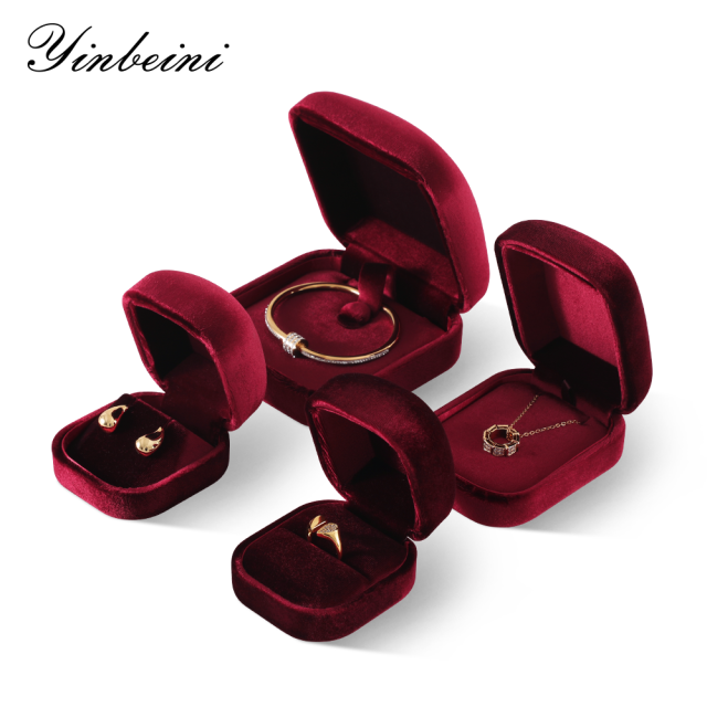 Yinbeini Red Velvet Jewelry Display Box for Delicate and Fine Jewelry Anti Scratch Surface to Protect Precious Pieces H030
