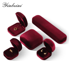 Yinbeini Red Velvet Jewelry Display Box for Delicate and Fine Jewelry Anti Scratch Surface to Protect Precious Pieces H030