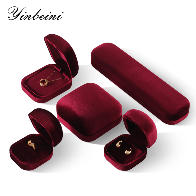 Yinbeini Red Velvet Jewelry Display Box for Delicate and Fine Jewelry Anti Scratch Surface to Protect Precious Pieces H030