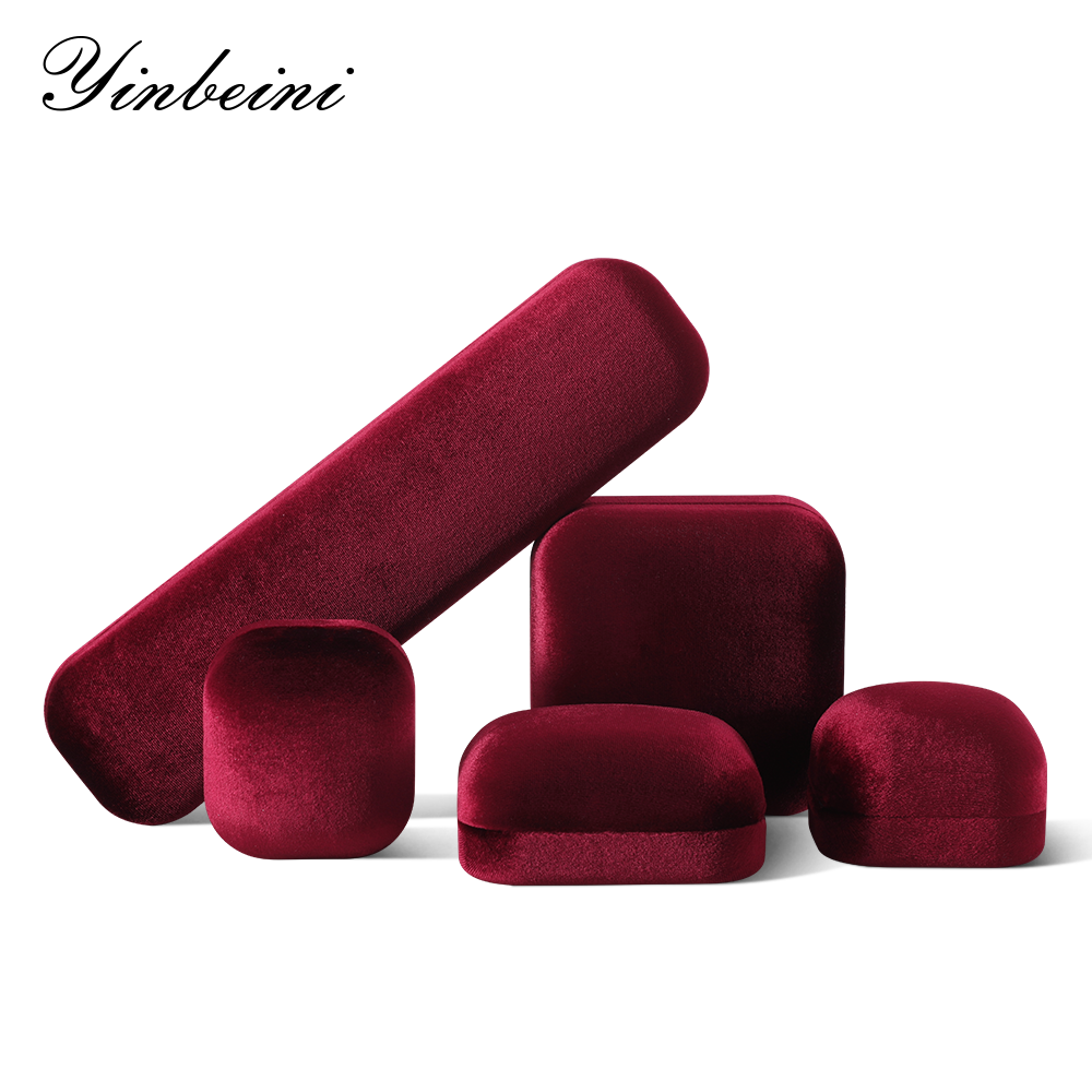 Yinbeini Red Velvet Jewelry Display Box for Delicate and Fine Jewelry Anti Scratch Surface to Protect Precious Pieces H030