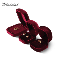 Yinbeini Red Velvet Jewelry Display Box for Delicate and Fine Jewelry Anti Scratch Surface to Protect Precious Pieces H030
