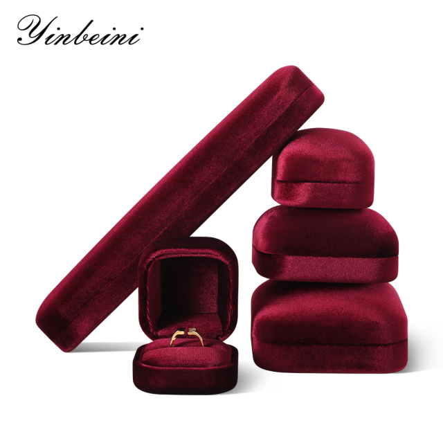Yinbeini Red Velvet Jewelry Display Box for Delicate and Fine Jewelry Anti Scratch Surface to Protect Precious Pieces H030