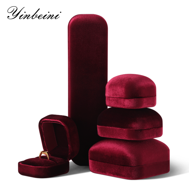 Yinbeini Red Velvet Jewelry Display Box for Delicate and Fine Jewelry Anti Scratch Surface to Protect Precious Pieces H030