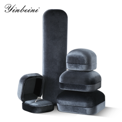 Yinbeini Gray Velvet Jewelry Display Box for Bridal Jewelry Soft Elegant Texture for Wedding and Engagement Accessories H031