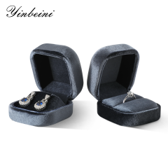 Yinbeini Gray Velvet Jewelry Display Box for Bridal Jewelry Soft Elegant Texture for Wedding and Engagement Accessories H031