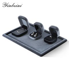 Yinbeini Gray Velvet Jewelry Display Box for Bridal Jewelry Soft Elegant Texture for Wedding and Engagement Accessories H031