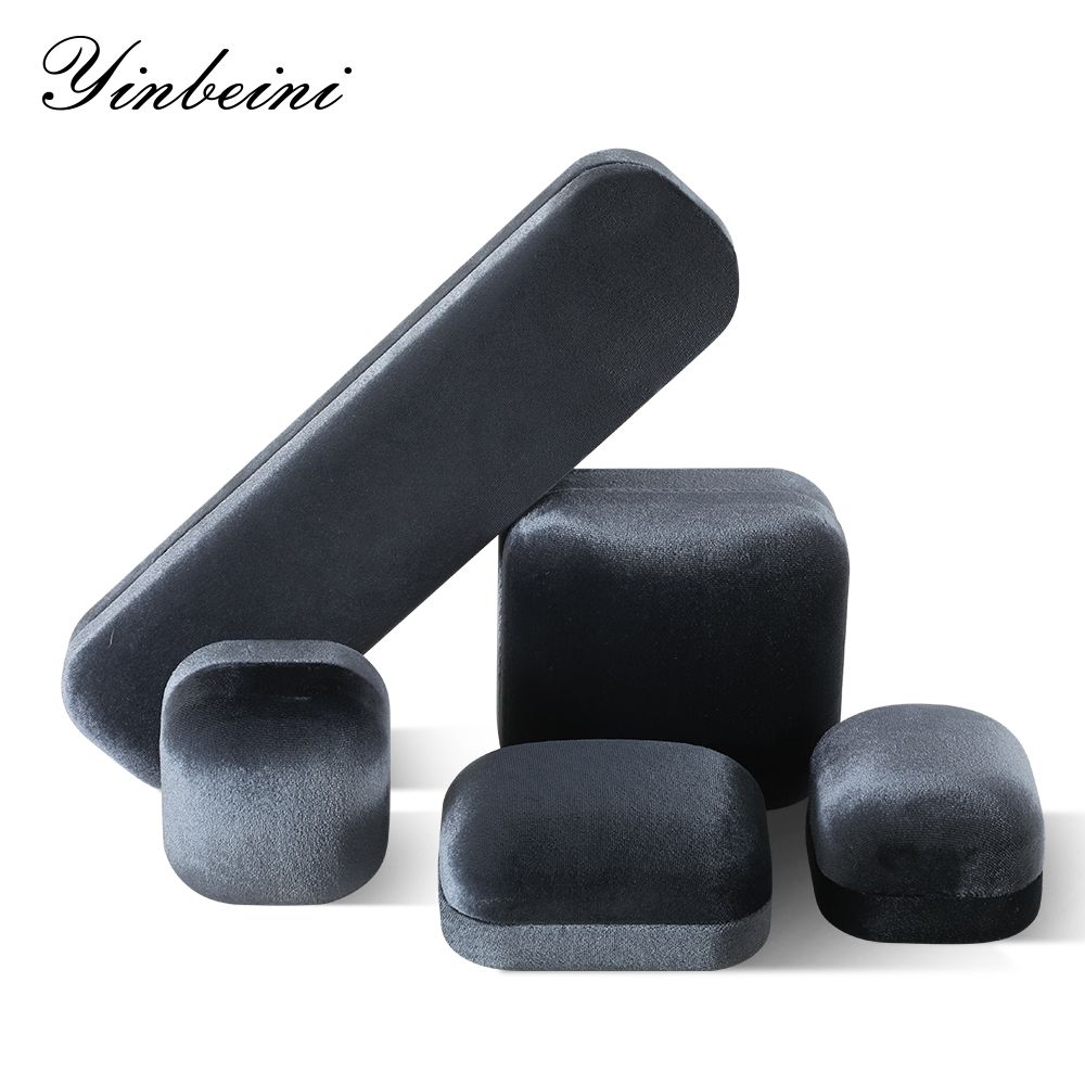 Yinbeini Gray Velvet Jewelry Display Box for Bridal Jewelry Soft Elegant Texture for Wedding and Engagement Accessories H031