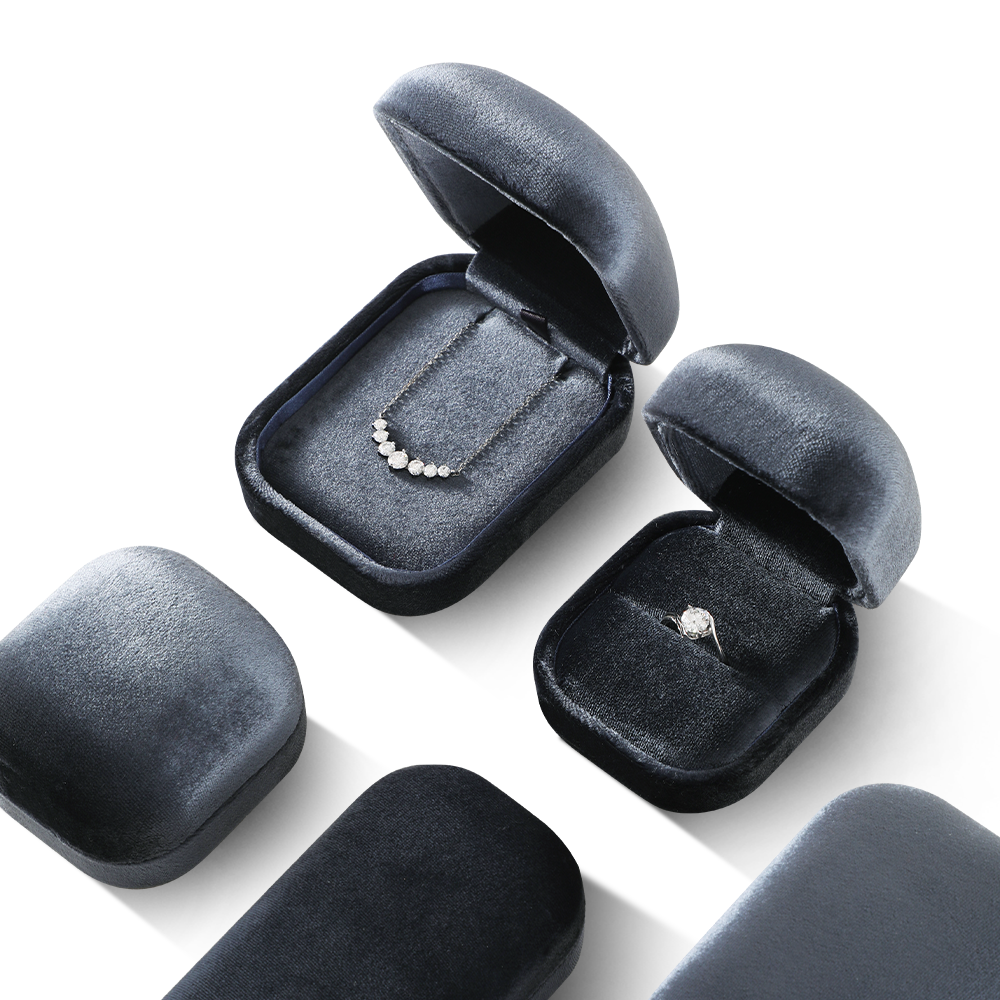 Yinbeini Gray Velvet Jewelry Display Box for Bridal Jewelry Soft Elegant Texture for Wedding and Engagement Accessories H031