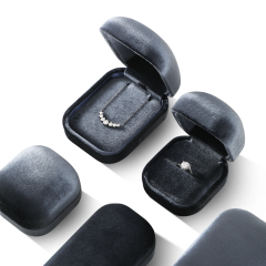 Yinbeini Gray Velvet Jewelry Display Box for Bridal Jewelry Soft Elegant Texture for Wedding and Engagement Accessories H031