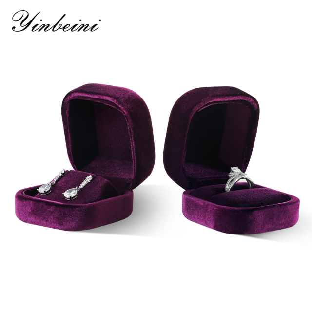 Yinbeini Romantic Purple Velvet Jewelry Display Box with Multiple Holders for Rings Earrings and Necklaces H032