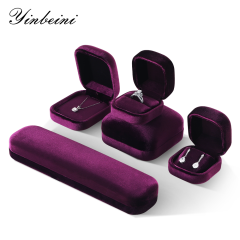Yinbeini Romantic Purple Velvet Jewelry Display Box with Multiple Holders for Rings Earrings and Necklaces H032