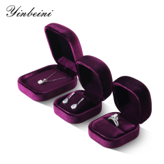 Yinbeini Romantic Purple Velvet Jewelry Display Box with Multiple Holders for Rings Earrings and Necklaces H032
