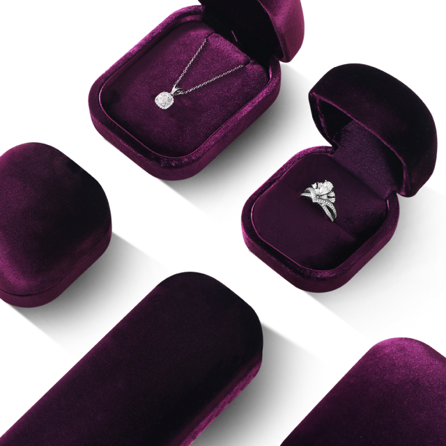 Yinbeini Romantic Purple Velvet Jewelry Display Box with Multiple Holders for Rings Earrings and Necklaces H032