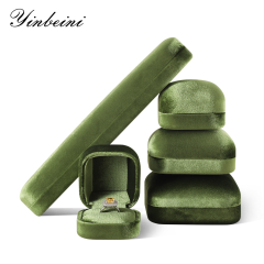 Yinbeini High Quality Olive Green Velvet Jewelry Storage Box for Jewelry Trade Shows Exhibitions and Craft Fairs H033