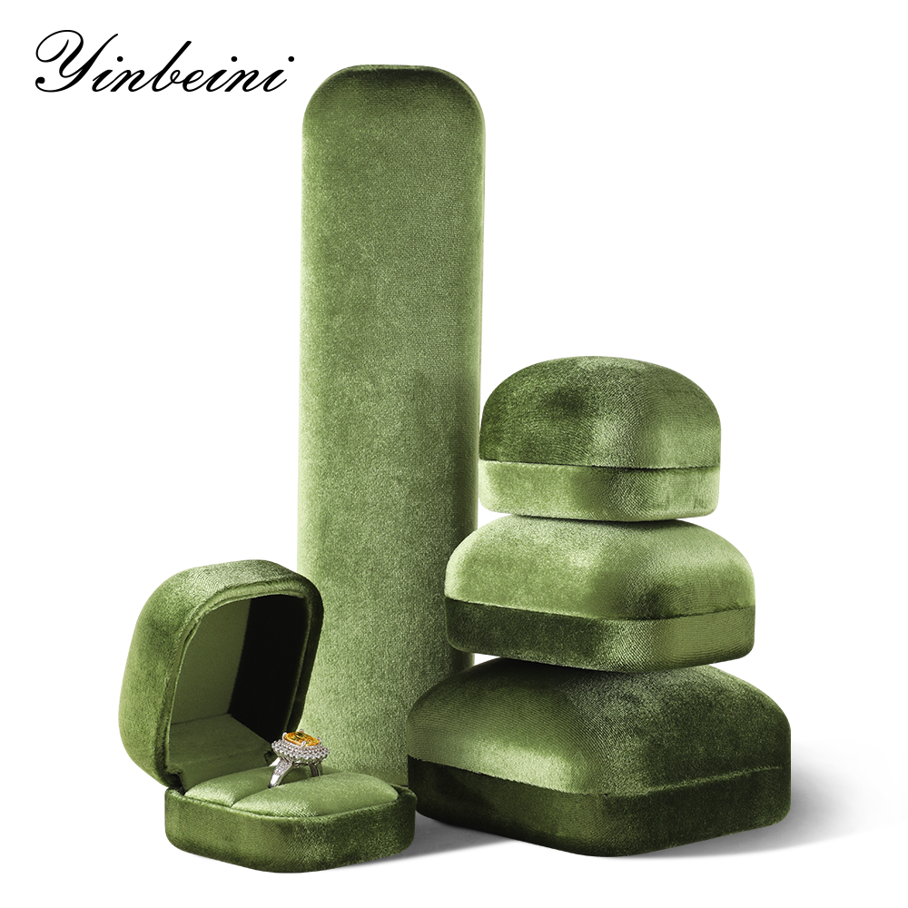 Yinbeini High Quality Olive Green Velvet Jewelry Storage Box for Jewelry Trade Shows Exhibitions and Craft Fairs H033