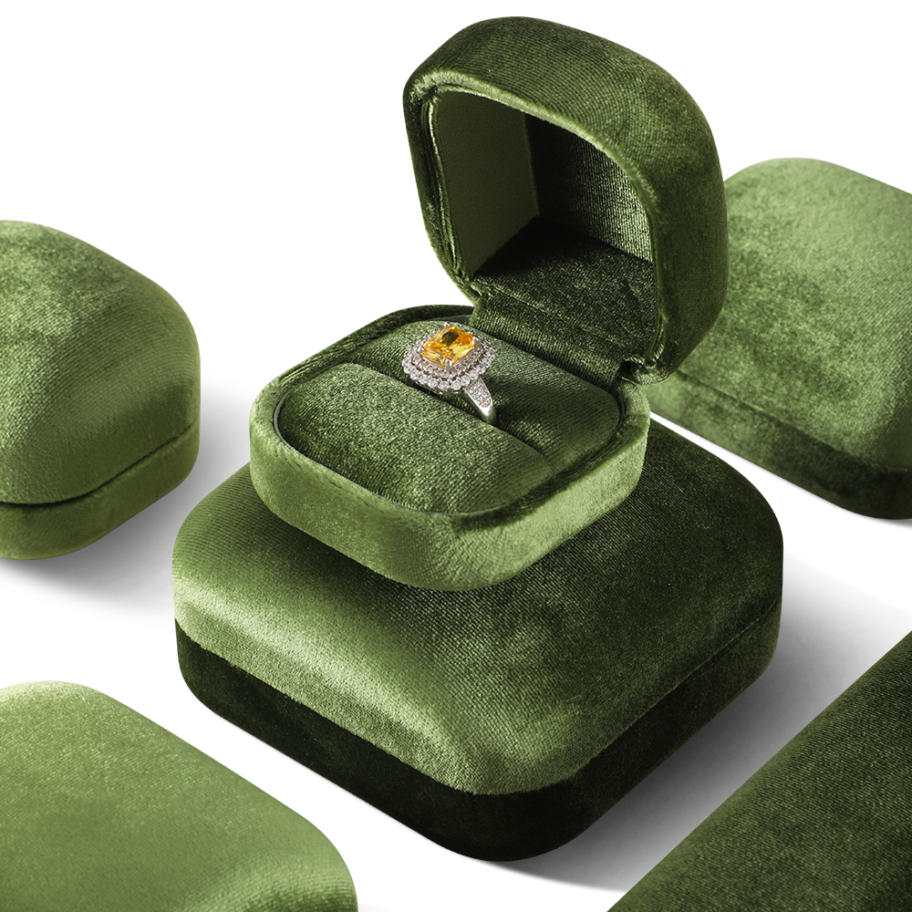 Yinbeini High Quality Olive Green Velvet Jewelry Storage Box for Jewelry Trade Shows Exhibitions and Craft Fairs H033