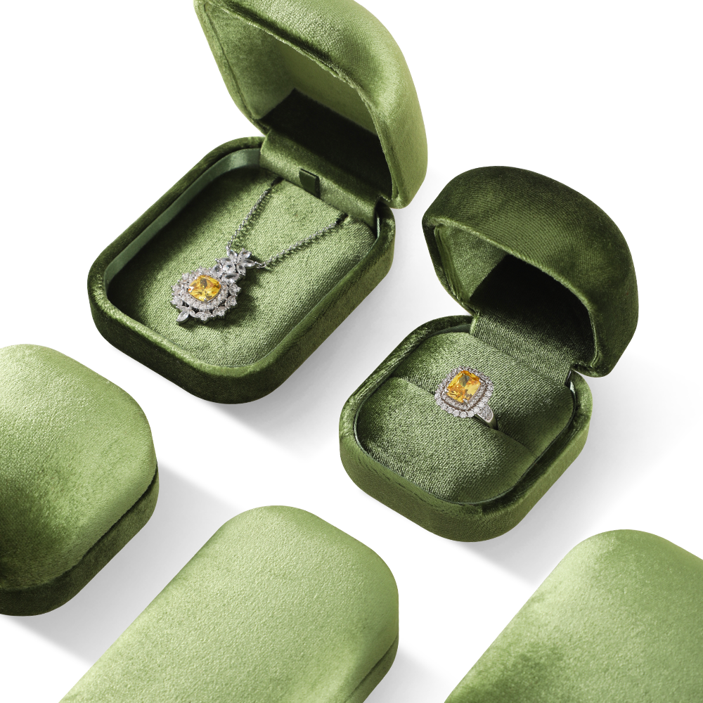 Yinbeini High Quality Olive Green Velvet Jewelry Storage Box for Jewelry Trade Shows Exhibitions and Craft Fairs H033