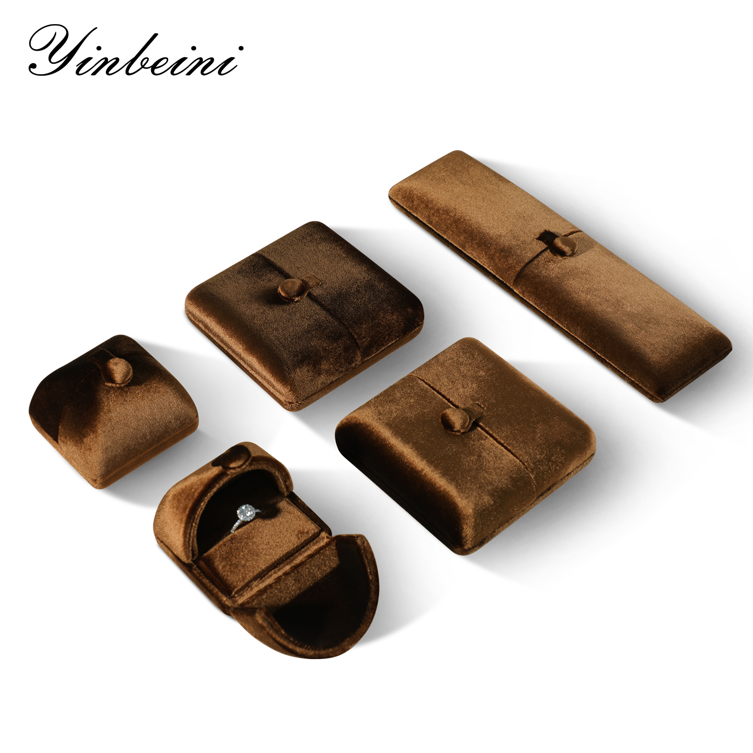 Yinbeini Business Grade Velvet Jewelry Display Box Simple Atmospheric Style Stable Durable Structure for Long Term Daily Retail Use H034