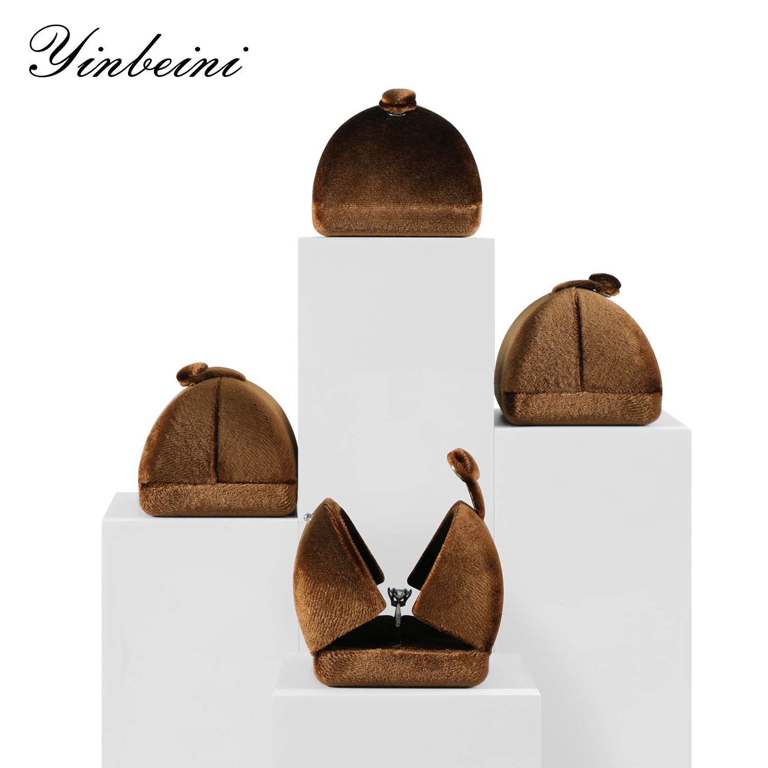 Yinbeini Business Grade Velvet Jewelry Display Box Simple Atmospheric Style Stable Durable Structure for Long Term Daily Retail Use H034