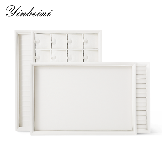 Yinbeini PU Leather Jewel Accessories Storage Stackable Ring Earrings Necklace Bracelet Storage Tray Jewelry Organizer Tray With Cover P005