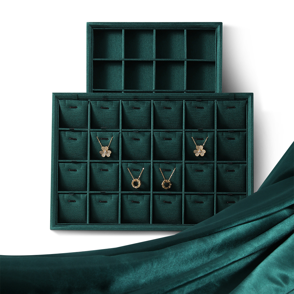 Yinbeini PU Leather Jewelry Organizer Tray With Cover Stackable Ring Earrings Necklace Bracelet Storage Tray Jewel Accessories Storage P004