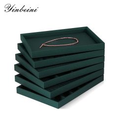 Yinbeini PU Leather Jewel Accessories Storage Stackable Ring Earrings Necklace Bracelet Storage Tray Jewelry Organizer Tray With Cover P005
