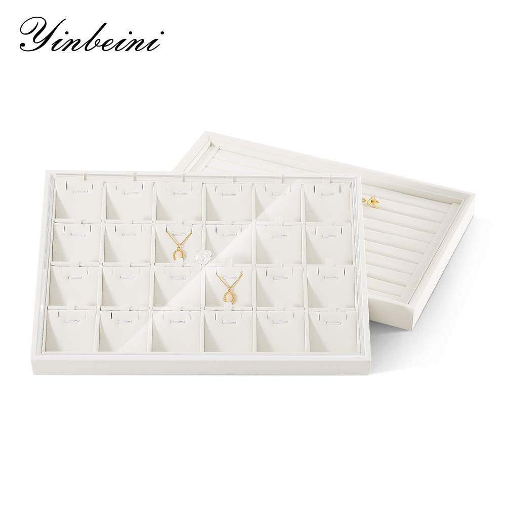 Yinbeini ring tray earring tray necklace tray pendant tray jewelry display tray storage plate Pu leather  jewelry display tray jewelry counter P007