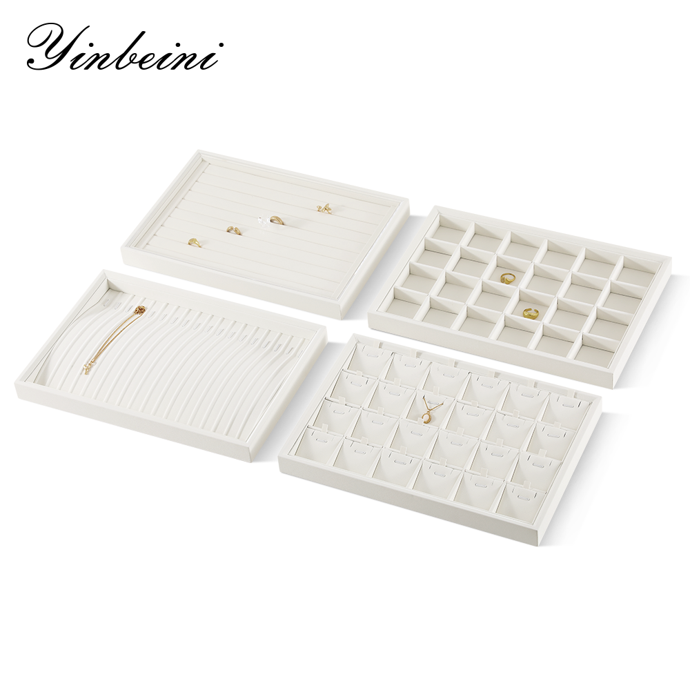 Yinbeini ring tray earring tray necklace tray pendant tray jewelry display tray storage plate Pu leather  jewelry display tray jewelry counter P007