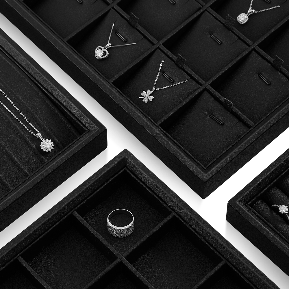 Yinbeini ring tray earring tray necklace tray pendant tray jewelry display tray storage plate Pu leather  jewelry display tray jewelry counter P007
