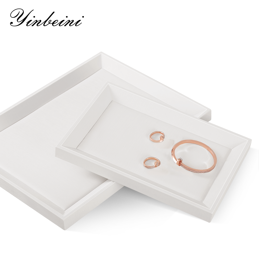 Yinbeini PU Leather Jewelry Display Pallet Ring Bracelet Necklace Earrings Chain Storage Tray Watch Pendant Organizer Tray P009