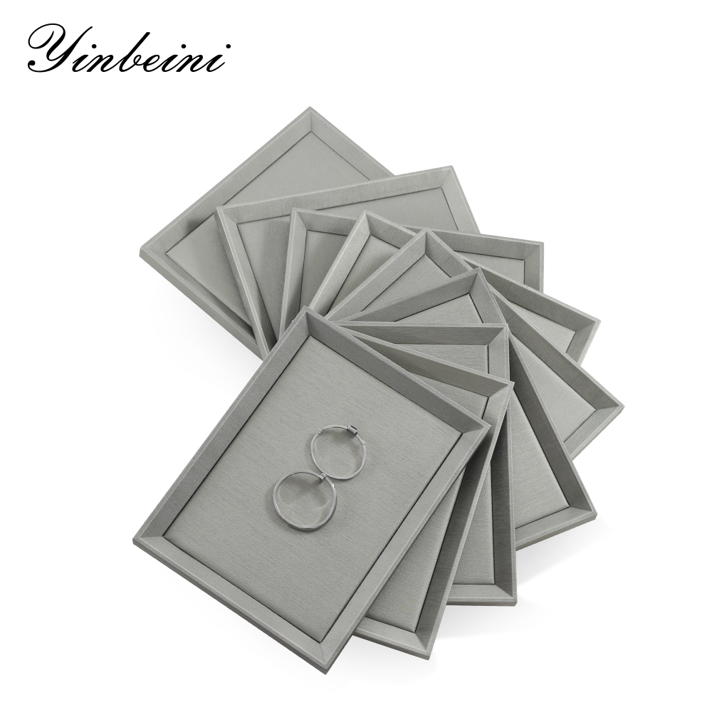 Yinbeini PU Leather Jewelry Display Pallet Ring Bracelet Necklace Earrings Chain Storage Tray Watch Pendant Organizer Tray P009