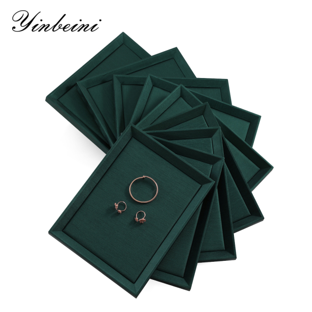 Yinbeini PU Leather Earrings Ring Bracelet Necklace Chain Storage Tray Jewelry Display Pallet Watch Pendant Organizer Tray P010
