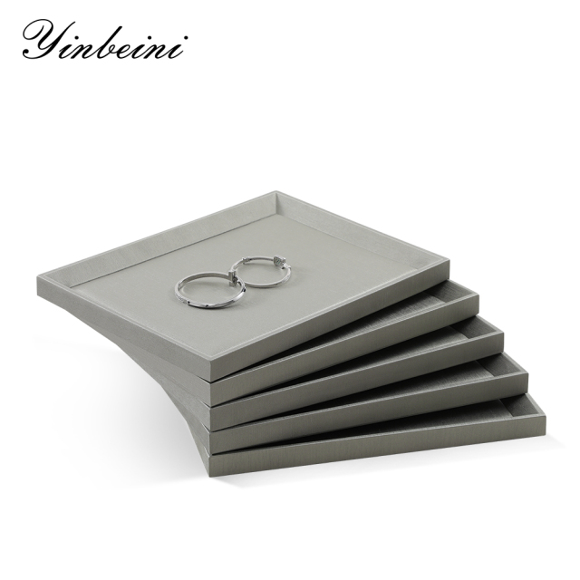 Yinbeini PU Leather Jewelry Display Pallet Ring Bracelet Necklace Earrings Chain Storage Tray Watch Pendant Organizer Tray P009