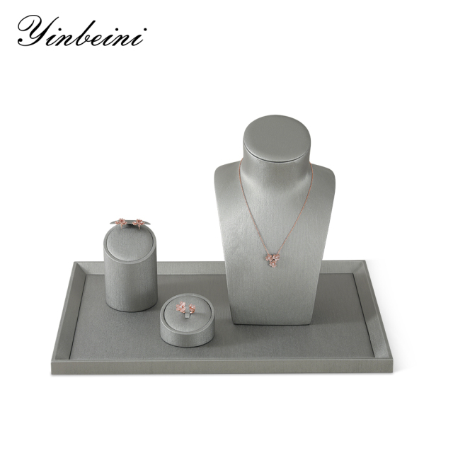 Yinbeini PU Leather Jewelry Display Pallet Ring Bracelet Necklace Earrings Chain Storage Tray Watch Pendant Organizer Tray P009