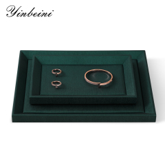 Yinbeini PU Leather Earrings Bracelet Necklace Chain Ring Storage Tray PU Leather Jewelry Display Pallet Pendant Watch Organizer Tray P011