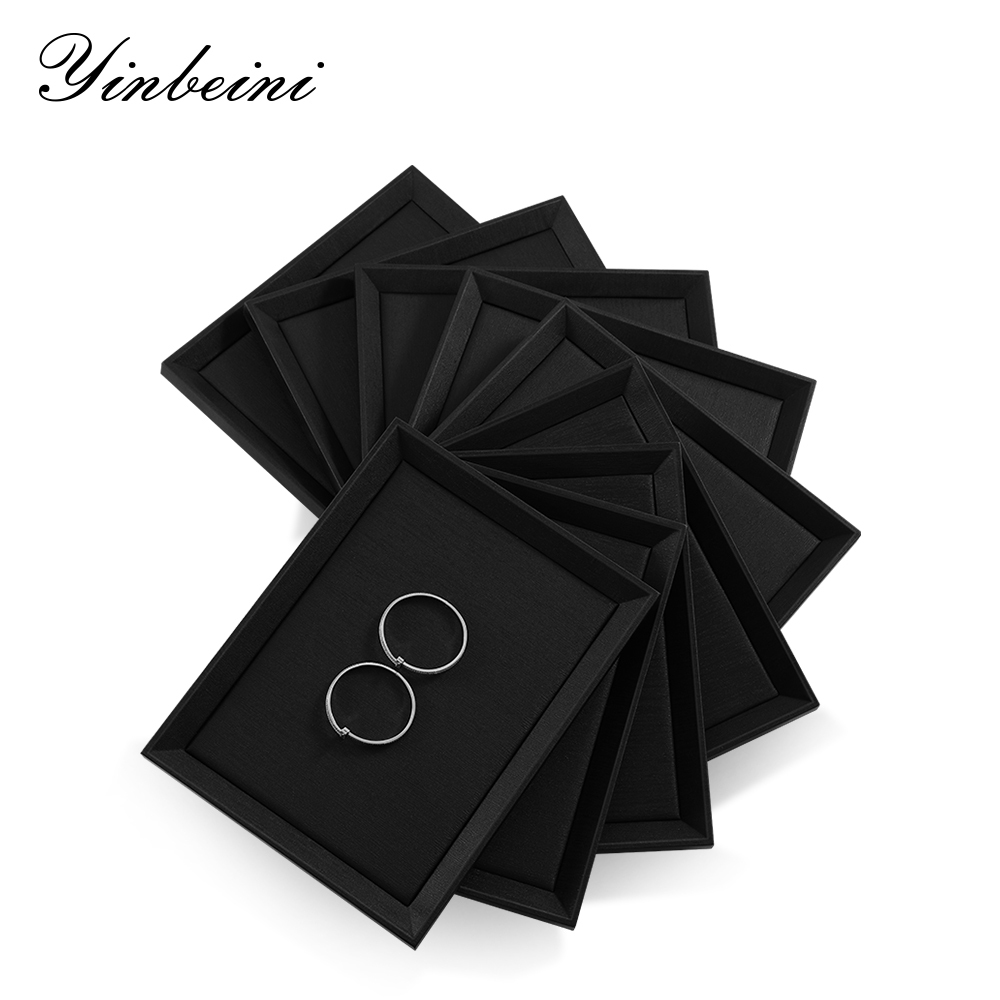 Yinbeini PU Leather Earrings Bracelet Necklace Chain Ring Storage Tray PU Leather Jewelry Display Pallet Pendant Watch Organizer Tray P011