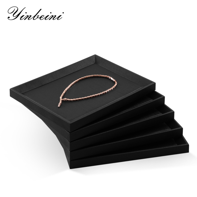 Yinbeini PU Leather Earrings Bracelet Necklace Chain Ring Storage Tray PU Leather Jewelry Display Pallet Pendant Watch Organizer Tray P011