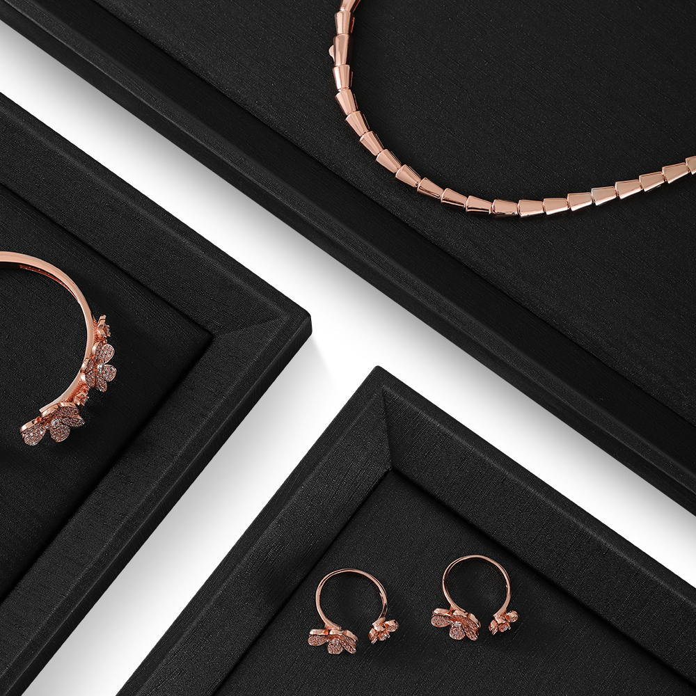 Yinbeini PU Leather Earrings Bracelet Necklace Chain Ring Storage Tray PU Leather Jewelry Display Pallet Pendant Watch Organizer Tray P011