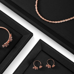 Yinbeini PU Leather Earrings Bracelet Necklace Chain Ring Storage Tray PU Leather Jewelry Display Pallet Pendant Watch Organizer Tray P011