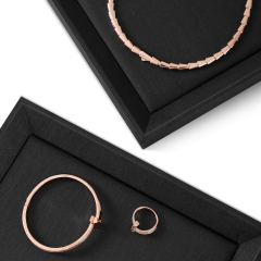 Yinbeini PU Leather Earrings Bracelet Necklace Chain Ring Storage Tray PU Leather Jewelry Display Pallet Pendant Watch Organizer Tray P011