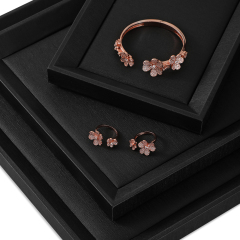 Yinbeini PU Leather Earrings Bracelet Necklace Chain Ring Storage Tray PU Leather Jewelry Display Pallet Pendant Watch Organizer Tray P011