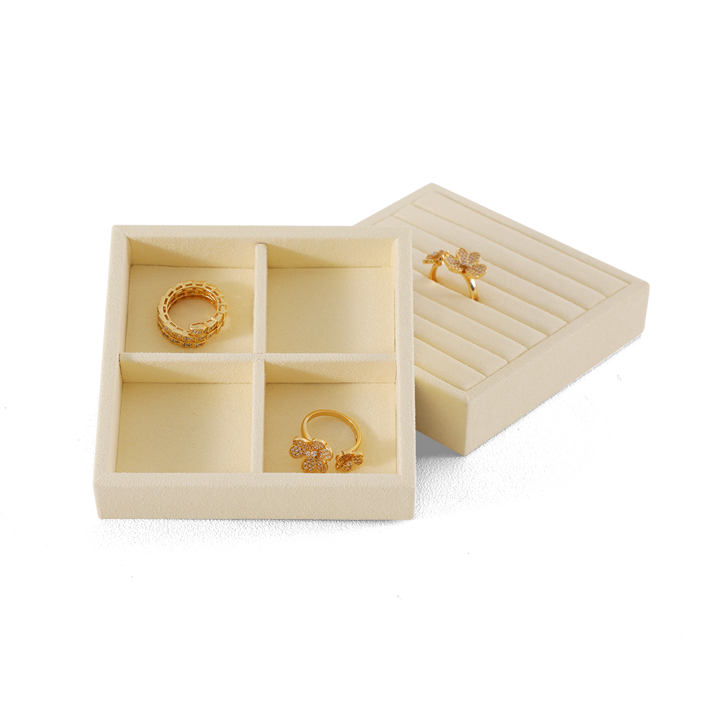 Yinbeini Ring Earring  Bracelet Necklace Display Case with Cover Tray Drawer Jewelry Storage Tray Microfiber Jewelry Organizer P013