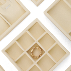 Yinbeini Ring Earring  Bracelet Necklace Display Case with Cover Tray Drawer Jewelry Storage Tray Microfiber Jewelry Organizer P013