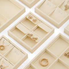 Yinbeini Ring Earring  Bracelet Necklace Display Case with Cover Tray Drawer Jewelry Storage Tray Microfiber Jewelry Organizer P013