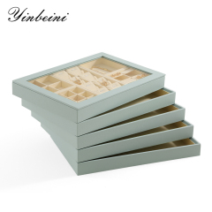 Yinbeini Ring Earring  Bracelet Necklace Display Case with Cover Tray Drawer Jewelry Storage Tray Microfiber Jewelry Organizer P013