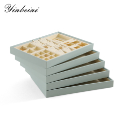 Yinbeini Ring Earring  Bracelet Necklace Display Case with Cover Tray Drawer Jewelry Storage Tray Microfiber Jewelry Organizer P013