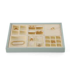 Yinbeini Ring Earring  Bracelet Necklace Display Case with Cover Tray Drawer Jewelry Storage Tray Microfiber Jewelry Organizer P013